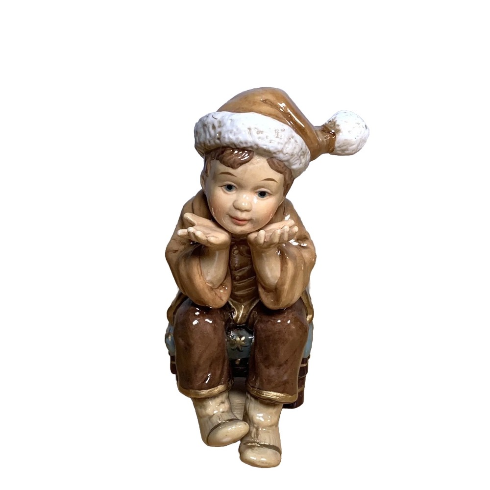 Vtg 2002 Grandeur Noel Santa Scene Christmas Replacement Boy Stool Figure Sam's